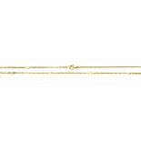 A gold necklet, with seed pearls at intervals, 41.5cm l, marked 585, 4g Good condition