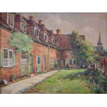 Ernest Cox (Exhb. 1909-1938) - Two Views of Jessamine Cottages Nottingham; Village Scene, three, all