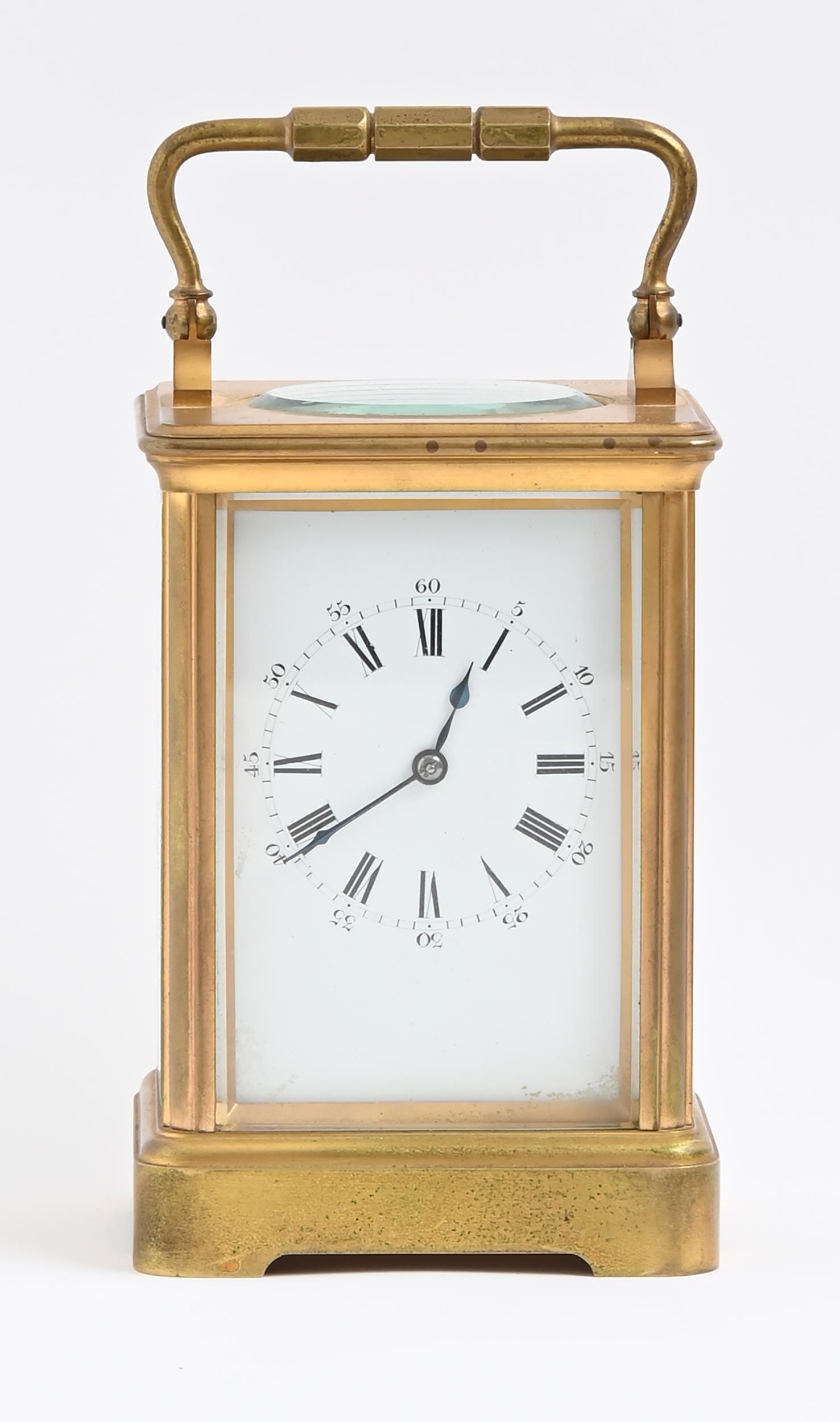 A French gilt brass carriage timepiece, Drocourt & Co, late 19th c, retaining the original