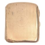 A George V 9ct gold cigarette case, engine turned, 86mm, marks rubbed, Birmingham 1911, 93g Wear