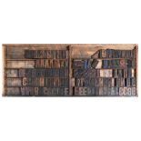 British Letterpress Printing. A case of wood type, (woodletter) first half 20th c, including 'A'