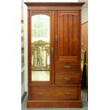 An Edwardian walnut wardrobe,  207cm h; 58 x 113cm Good condition