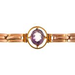 An amethyst bracelet, early 20th c, in gold, 13.5cm l, marked 9 with indistinct maker's mark Good
