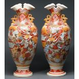 A pair of Japanese Satsuma vases, early 20th c, 69cm h Good condition