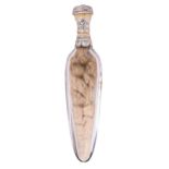 A French silver gilt mounted glass scent bottle, mid 19th c,  of slender faceted form with