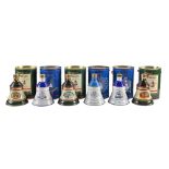 Arthur Bell & Sons Distillers. Fourteen bell shaped earthenware decanters of whisky, boxed or in