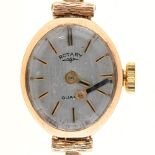 A Rotary 9ct gold oval lady's wristwatch, quartz movement, 14 x 16mm, on 9ct gold bracelet, 8.5g,