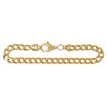 A gold curb bracelet, 22cm l, marked 585, 24.3g Light wear