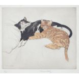 George Vernon Stokes RBA, RMS (1873-1954) - Two Cats, etching, signed by the artist in pencil and