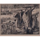 Sir Frank William Brangwyn RA, RWS, RBA (1867-1956) - Billingsgate Fish Porters, signed in pencil,