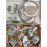Miscellaneous plated ware, late 19th c and later, to include an oil lamp (converted), wax jack,