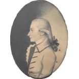 English School - Portrait miniature of a Man called Henry John Austen, pen, pencil, ink and grey