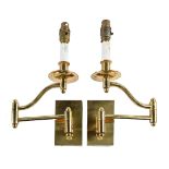 A pair of brass swing-arm wall lights, late 20th c, 20cm h excluding fitment and a pair of brass