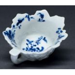 A Worcester blue and white butterboat, c1758-65,  painted with the Butter Boat Mansfield pattern,