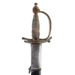 A 1796 pattern heavy cavalry officer's dress sword and scabbard, the hilt containing traces of