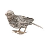 A Continental silver bird novelty scent bottle,  11cm l, import marked JB, London 1882, 4ozs