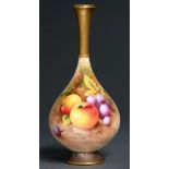 A Royal Worcester vase, post 1963, painted by Roberts, signed, with fruit before a mossy bank,