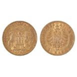 Gold coin. Germany, Hamburg, 20 Mark 1876J