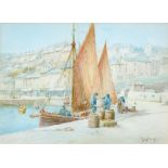 Lewis Mortimer Watts (Fl. early 20th c) - Brixham Trawlers; Brixham Harbour, a pair, both signed (