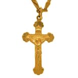 A Malaysian gold crucifix, 32mm h, marked 9999 and a Malaysian gold necklace, marked in Chinese,