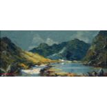Charles Wyatt Warren (Welsh, 1908-1993) - Snowdon from Drws-y-Coed, signed, titled labels dated 1969