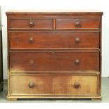 A Victorian mahogany chest of drawers, 110cm h; 54 x 117cm Horizontally divided, lower part affected