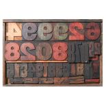 British Letterpress Printing. A case of wood type, (woodletter) first half 20th c, including 'A'