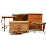 Miscellaneous furniture, to include gateleg table, chest of drawers, two tables, blanket box, etc
