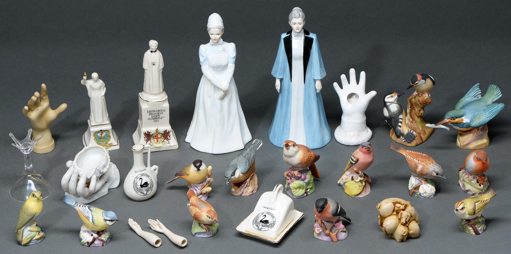 Miscellaneous ceramics, to include Royal Worcester porcelain birds and Coalport figures of Edith