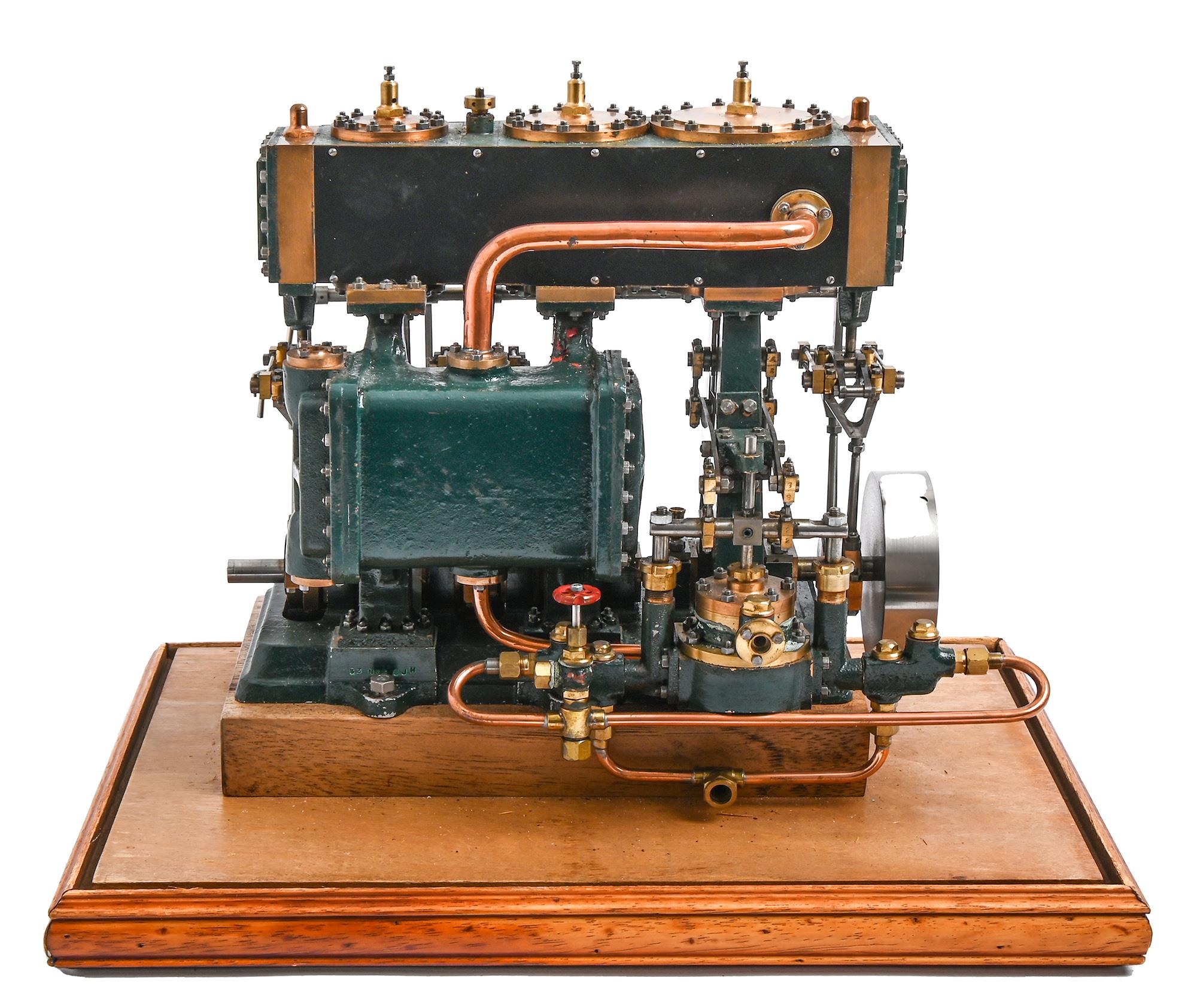 A well engineered model of a live steam triple expansion marine engine, built by N Fritchley, - Image 4 of 4