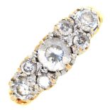 A seven stone diamond ring, in 14ct gold, 2.6g, size L