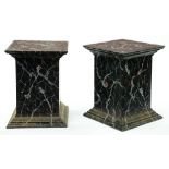 A pair of faux marble painted wood pedestals, 20th c, 74cm h; 55 x 55cm Good condition