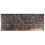 British Letterpress Printing. A case of wood type, (woodletter) first half 20th c, including 'A'