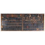 British Letterpress Printing. A case of wood type, (woodletter) first half 20th c