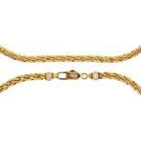 A gold necklace, 43cm l, marked 750, 17.1g Slight wear