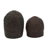 A Turco-slavic bronze thimble, 13-15th c, 30mm h and another early thimble of brass (2) Both in good