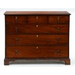 A Victorian mahogany chest of drawers, early 19th c, with ivory kite escutcheons, on bracket feet,