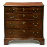 A George III mahogany serpentine chest of drawers, on bracket feet, 88cm h; 85cm w Top slightly