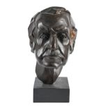 British(?) School, 20th c - Head of a Man, signed and dated '77, 41cm h including black painted wood