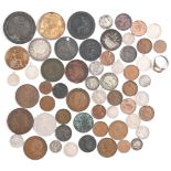 Miscellaneous United Kingdom and foreign coins, including silver and cartwheel penny and 2p, etc