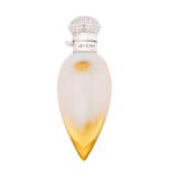 A silver mounted semi-opalescent amber glass scent bottle,  import marked Dimier Bros, London 1903