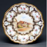 A Royal Worcester plate, 1907,  painted with Shakespeare's house, Stratford on Avon, unsigned,