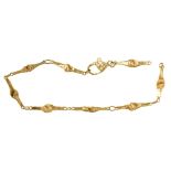A gold bracelet, 19cm l, marked 585, 8.2g One link broken