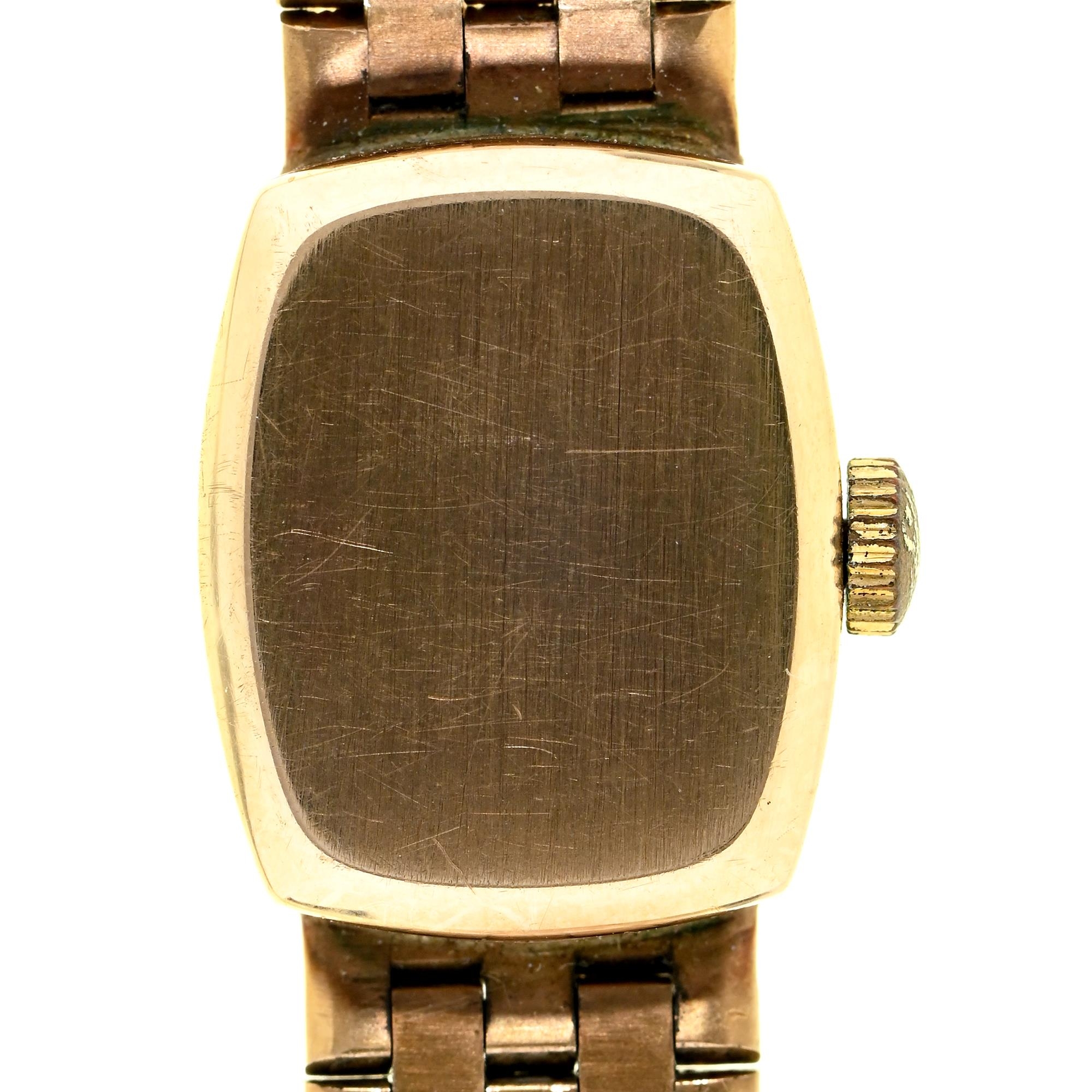 A Mistas 9ct gold lady's wristwatch,   'invisibly' set on textured gold bracelet, 16.5cm l, London - Image 2 of 2