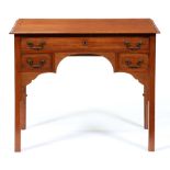 A George III mahogany and broken line inlaid lowboy, 72cm h; 50 x 87cm Top slightly stained,