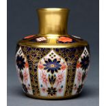 A Royal Crown Derby Imari pattern vase, late 20th c, 10.5cm h, printed mark Good condition, second