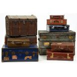 Four various cabin trunks, late Victorian and 20th c, various sizes Condition evident from image