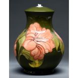 A Moorcroft Hibiscus lamp, c1980, 26cm high, impressed mark Good condition