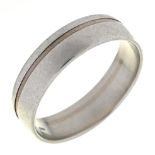 An 18ct white gold and platinum bi-metal wedding ring, London 2003, 8g, size R Light wear scratches