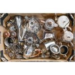 Miscellaneous plated ware, to include various hollow wares, chambersticks and condiments, etc